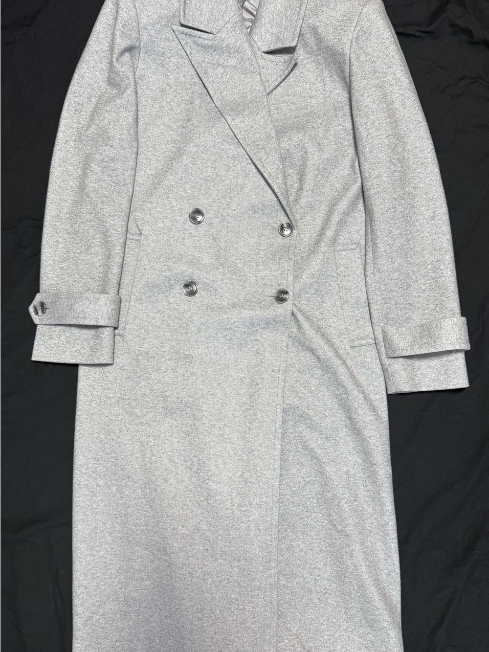 Steve Madden Gray Double-Breasted Long Trench Coat